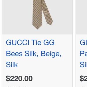 Gucci Beige Silk Tie authatic